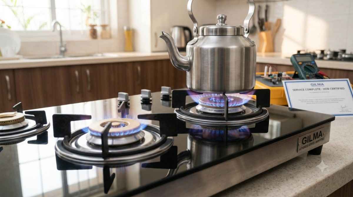 Working Gilma gas stove burner after repair service