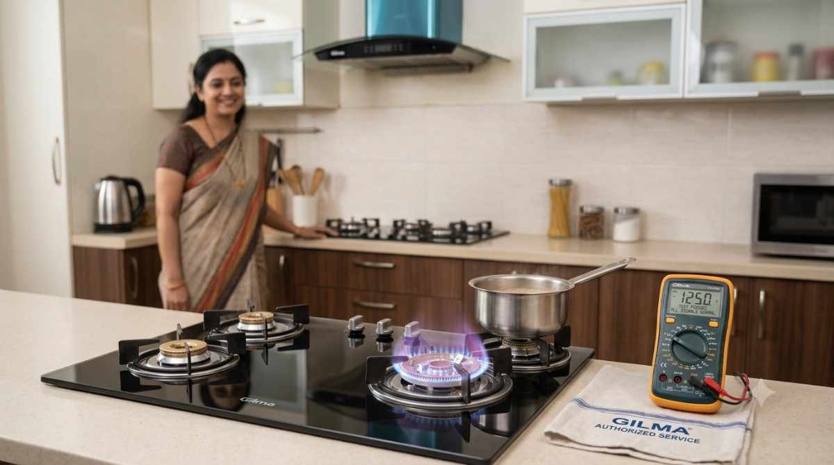 Working Gilma hob burner after repair service