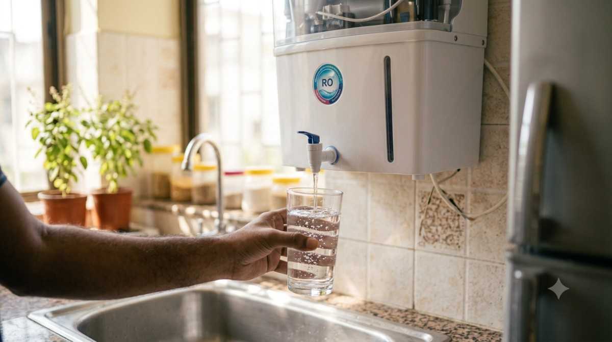 Water purifier dispensing clean water after repair