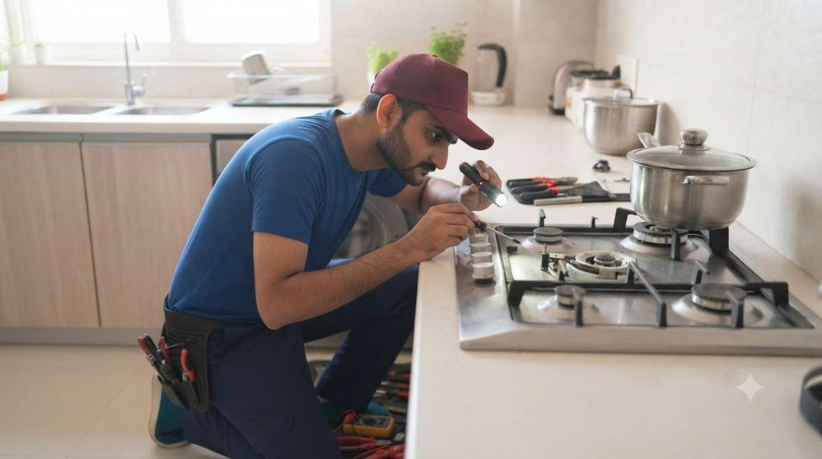 Appliance repair technician at a home in Bangalore, service centre visit