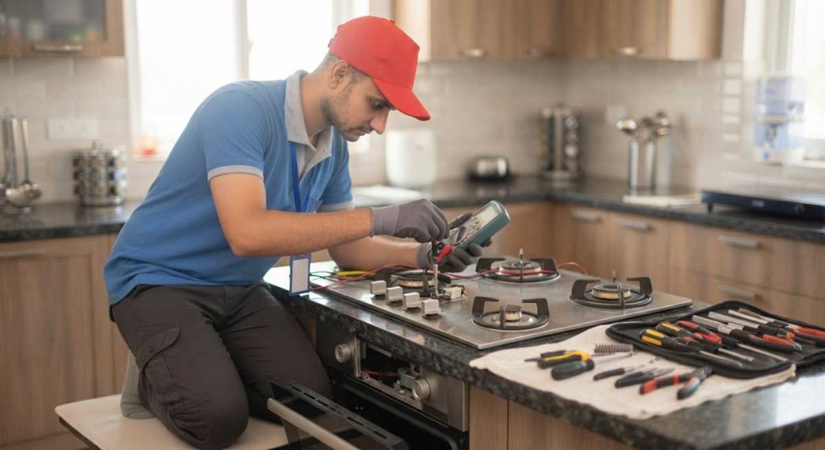 Blowhot gas stove repair technician fixing a gas stove burner