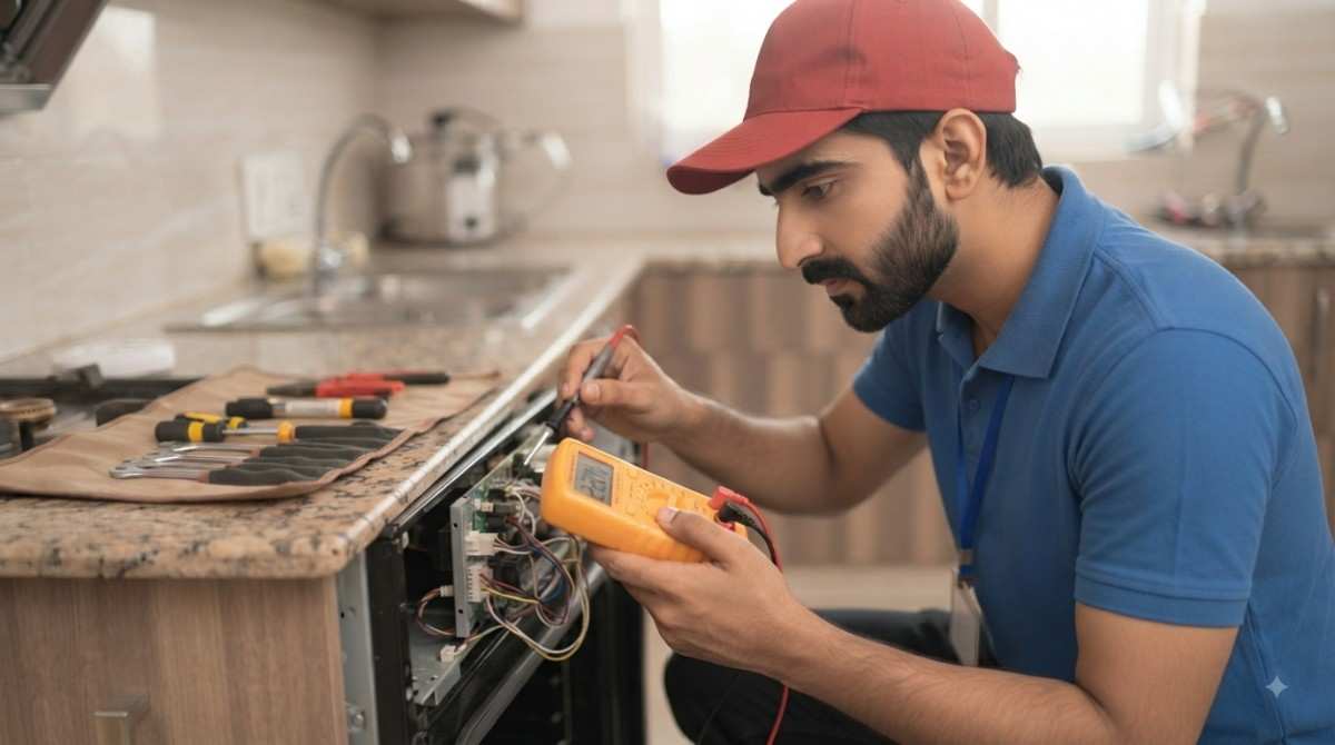 Bosch Service Centre technician running an appliance diagnosis check