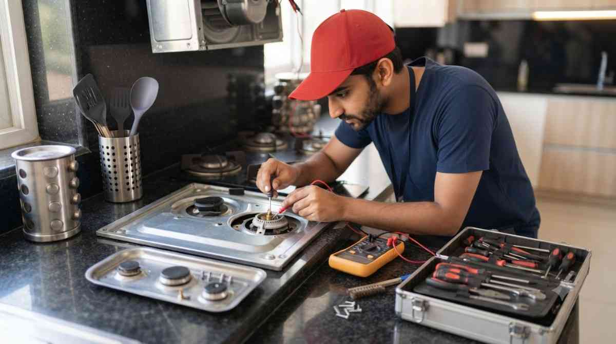 Faber gas stove repair service - burner and valve check