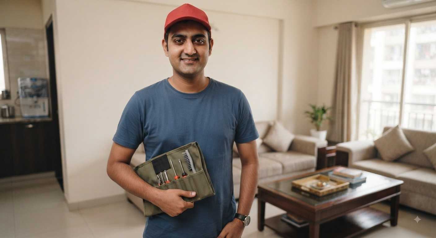 Glen doorstep repair service technician arriving at a Mumbai home