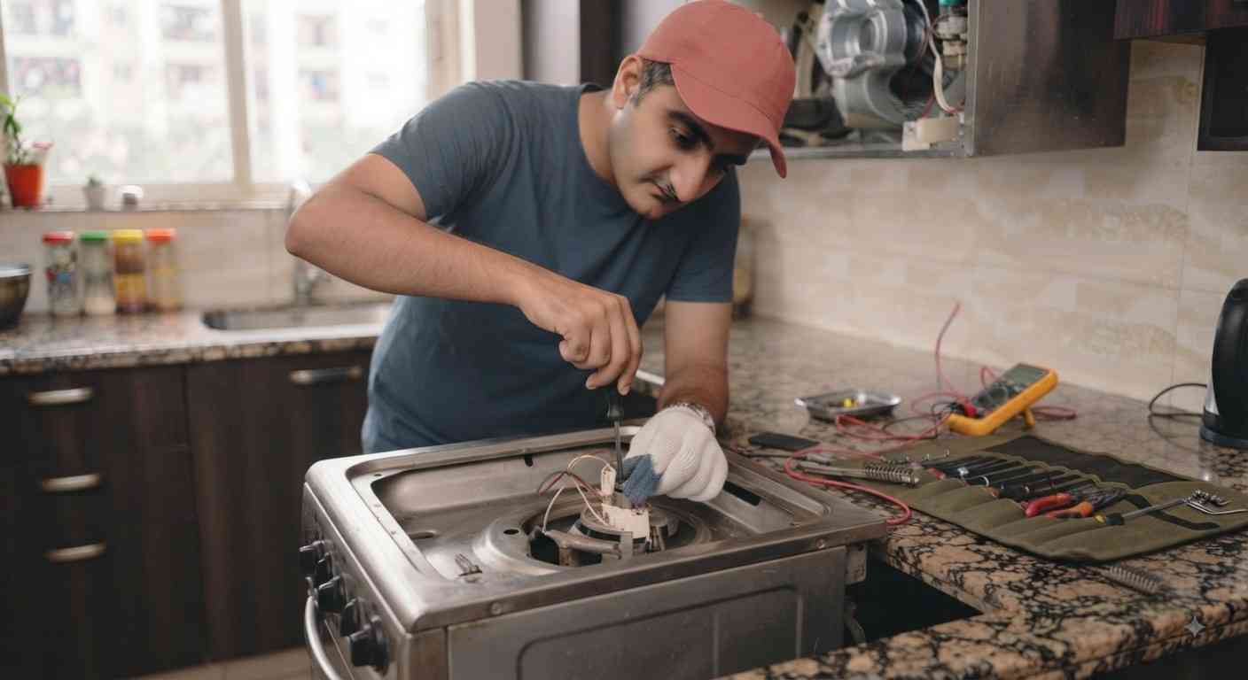 Glen gas stove repair with genuine burner and valve replacement in Bangalore