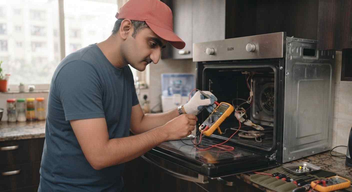Experienced Glen service technician in Bangalore explaining a repair estimate to a customer