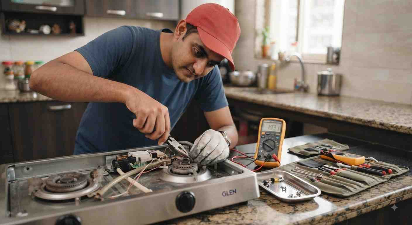 Experienced Glen service technician in Mumbai explaining a repair estimate to a customer