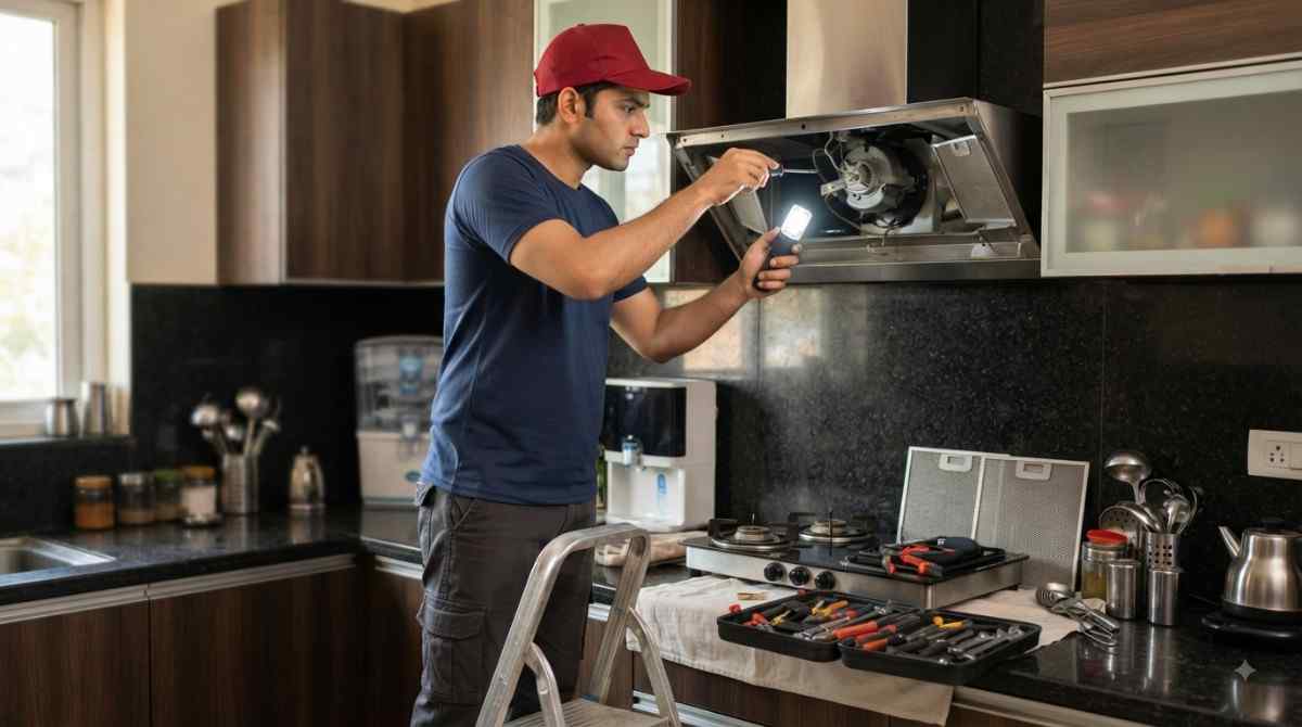 Hindware Service Centre kitchen chimney repair - motor and filter cleaning