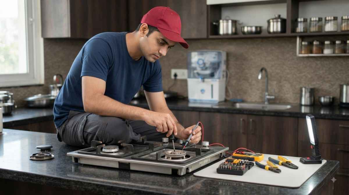 Glass hob repair - burner and igniter fix at customer's home