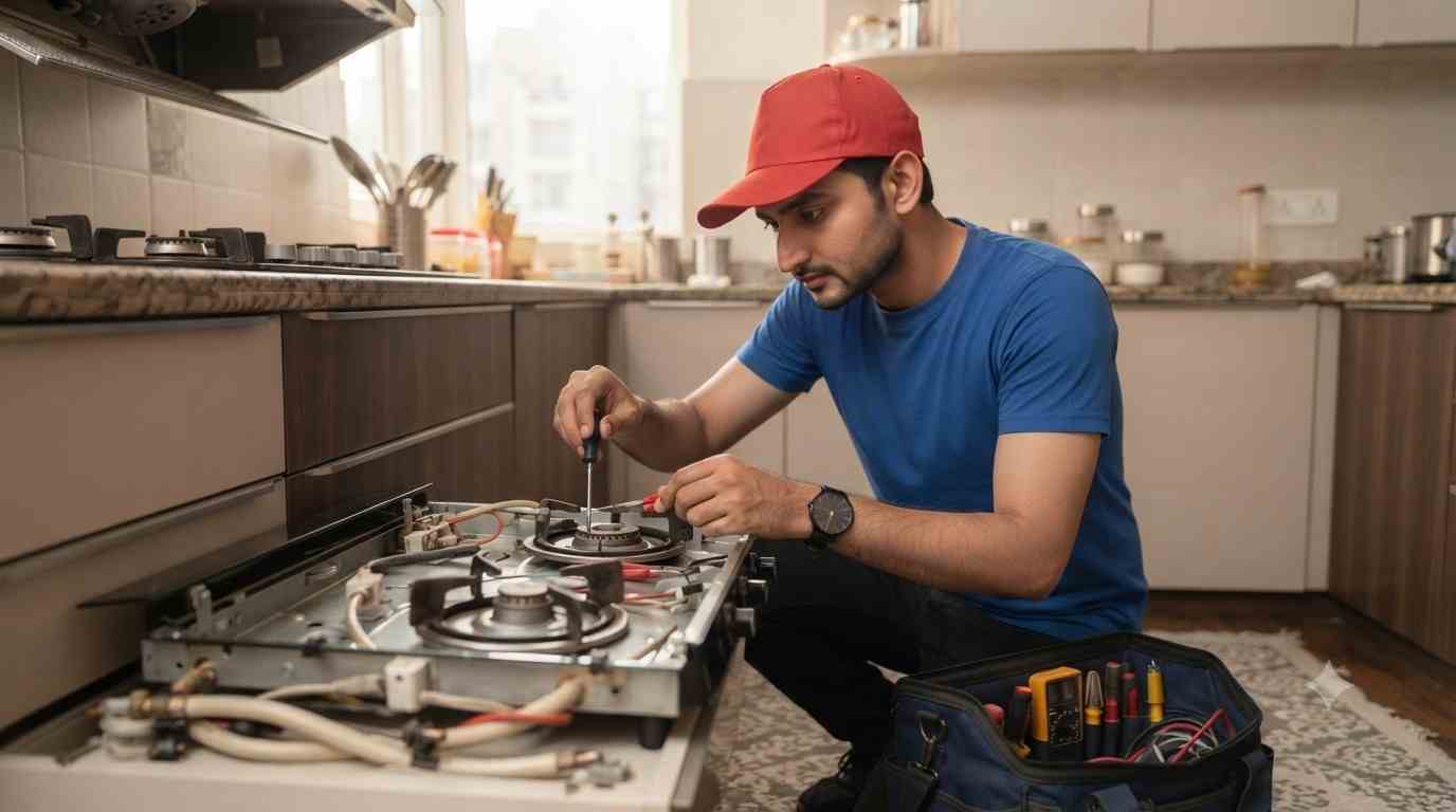 Hob and gas stove repair technician working in a Lucknow home
