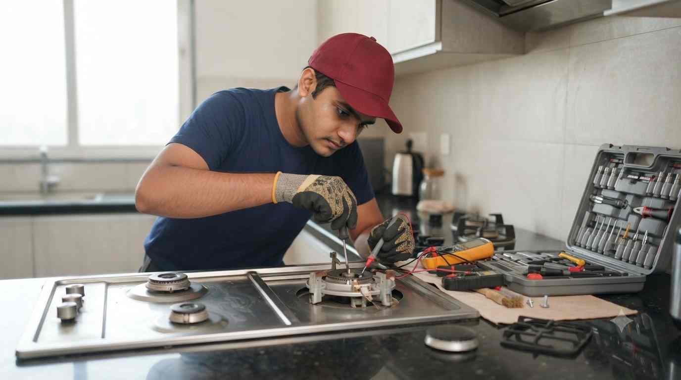 Hob and gas stove repair technician working in a Navi Mumbai home