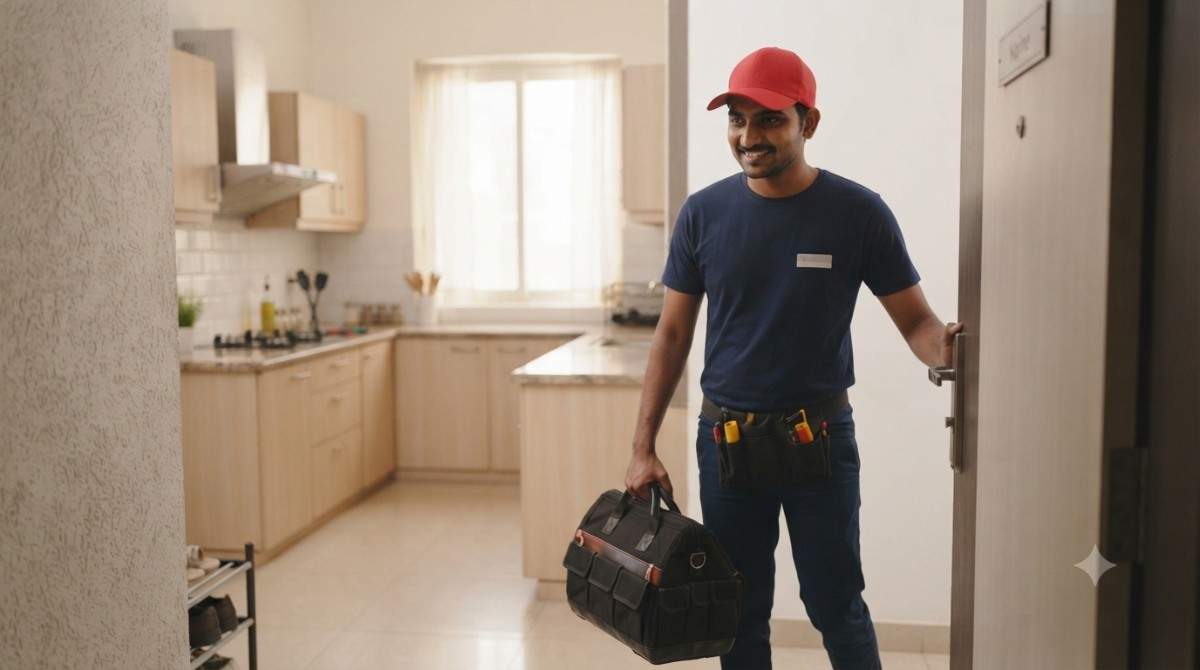 KAFF doorstep service technician arriving at a customer's home
