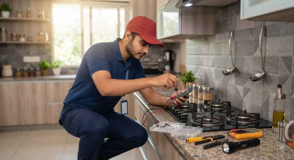Glass hob repair - burner and igniter fix at customer's kitchen