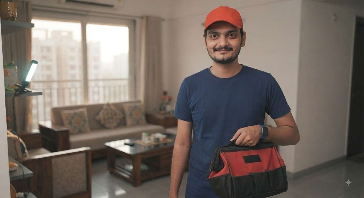 Glen doorstep service Navi Mumbai technician explaining repair to customer at home