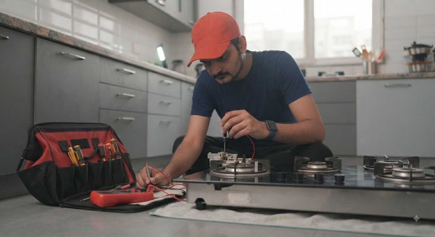 Glen gas stove repair Navi Mumbai technician fixing a gas stove burner