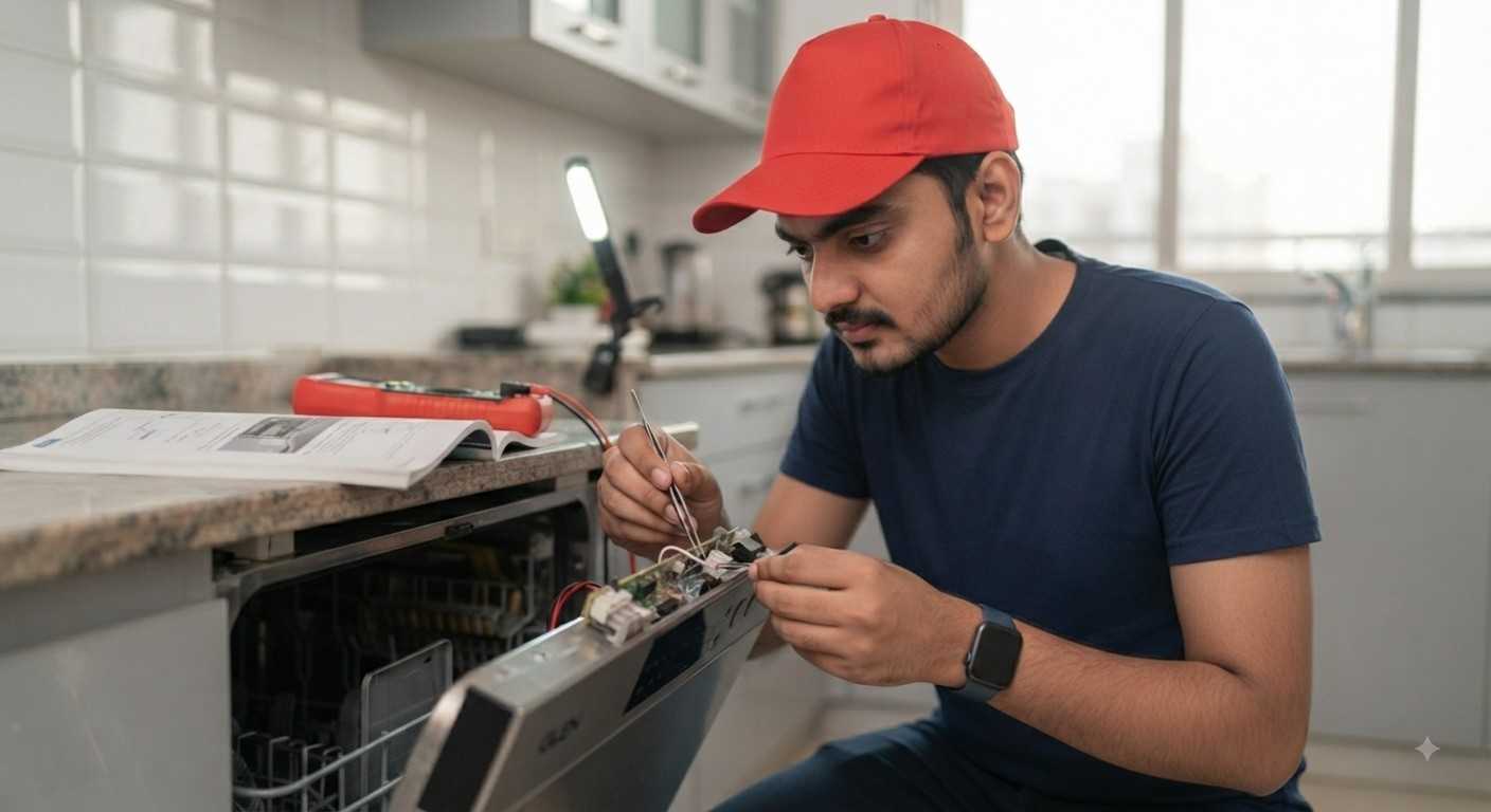 Glen service technician Hyderabad completing an appliance repair for a customer